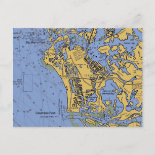 Carte Postale Marco Island, Floride Carte Nautique