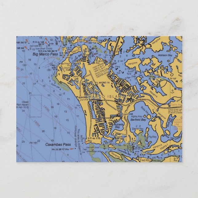 Carte Postale Marco Island, Floride Carte Nautique (Devant)