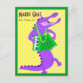 Carte Postale Mardi Gras Alligator violet