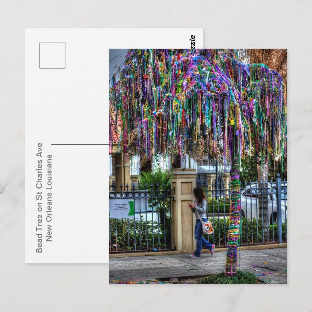 Carte postale Mardi Gras Bead Tree (Devant / Derrière)