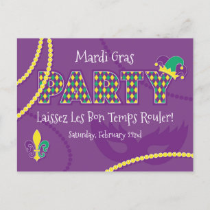 Carte Postale Mardi Gras Beads