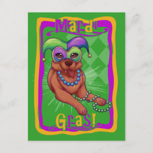 Carte Postale Mardi Gras Chien
