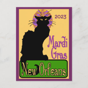 Carte Postale Mardi Gras Conversation Noir, ajouter du texte Car