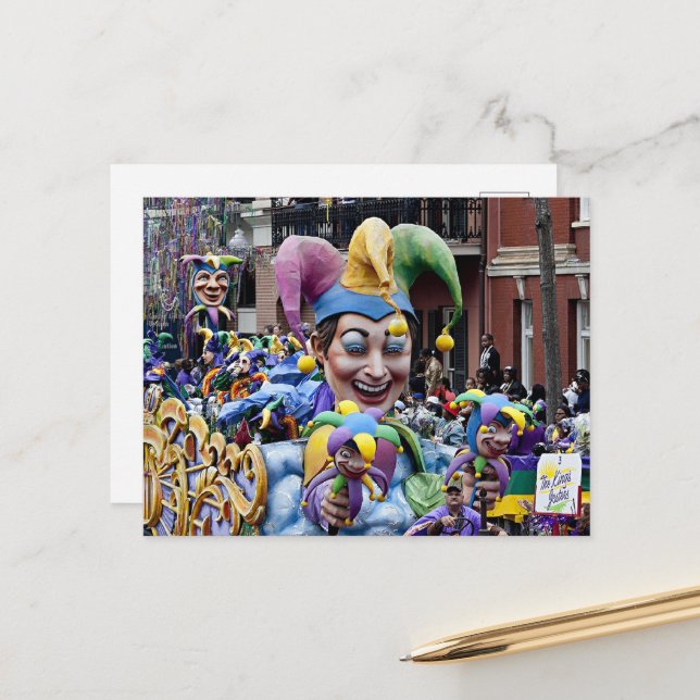 Carte Postale Mardi Gras de la Nouvelle-Orléans (Devant/Arrière en situation)