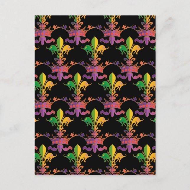 Carte Postale Mardi Gras Fleur de Crown (Devant)