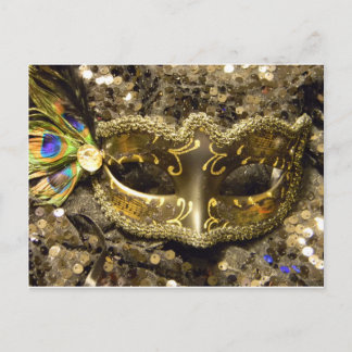 CARTE POSTALE MARDI GRAS GOLD