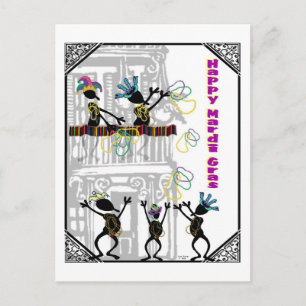 Carte Postale Mardi gras heureux--Scène de balcon