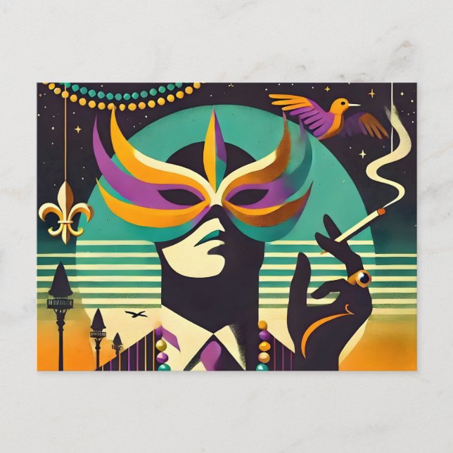 Carte Postale Mardi Gras L'Homme Fumeur (Devant)