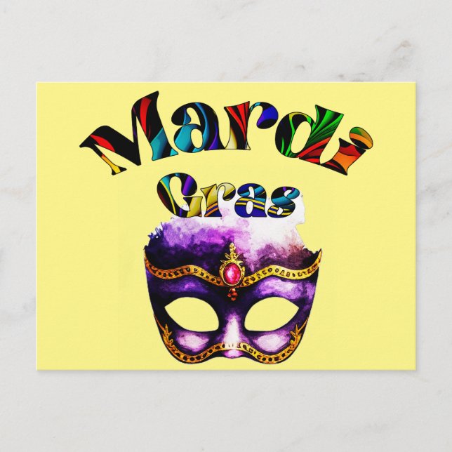 Carte Postale Mardi Gras - Masque Violet Gras Mardi Nouvelle-Orl (Devant)