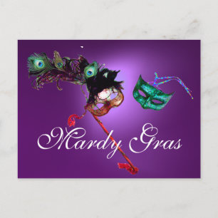 Carte Postale MARDI GRAS MASQUERADE gem violet
