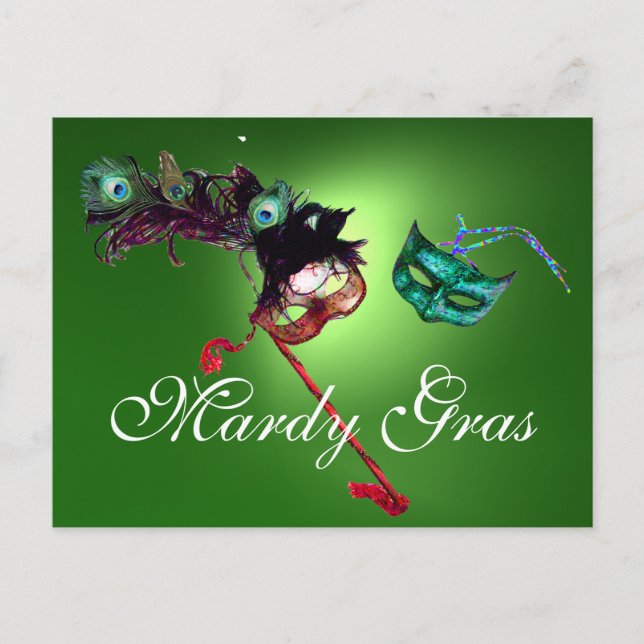 Carte Postale MARDI GRAS MASQUERADE - Jeu vert (Devant)