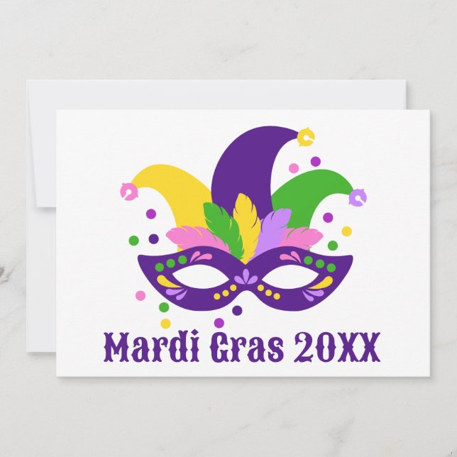 Carte postale Mardi Gras Mignonne Purple Green Gol (Devant)