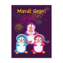 Carte postale Mardi Gras Penguins