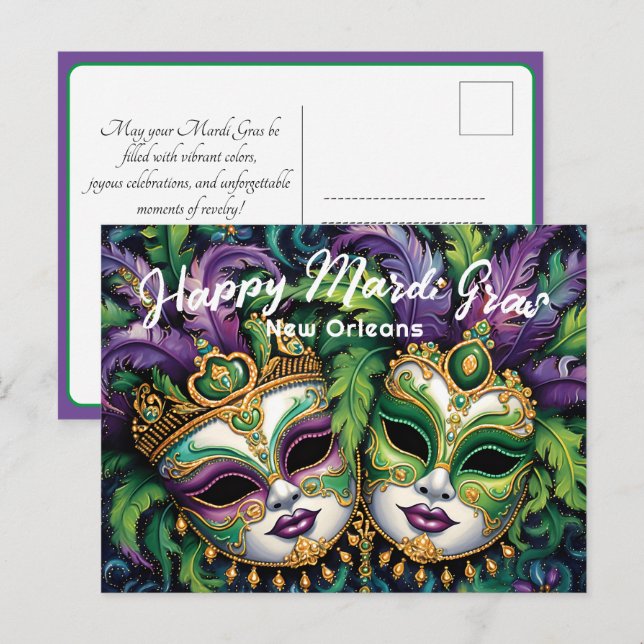 Carte Postale 💚 💜 💛 Mardi Gras Splendor (Devant / Derrière)