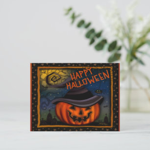 Carte Postale Mare Éffrayant Jack-o'-lantern Citrouille Hallowee