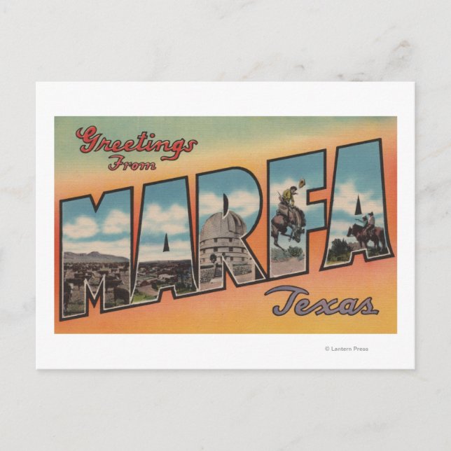 Carte Postale Marfa, TexasScènes de grandes lettresMarfa, TX (Devant)