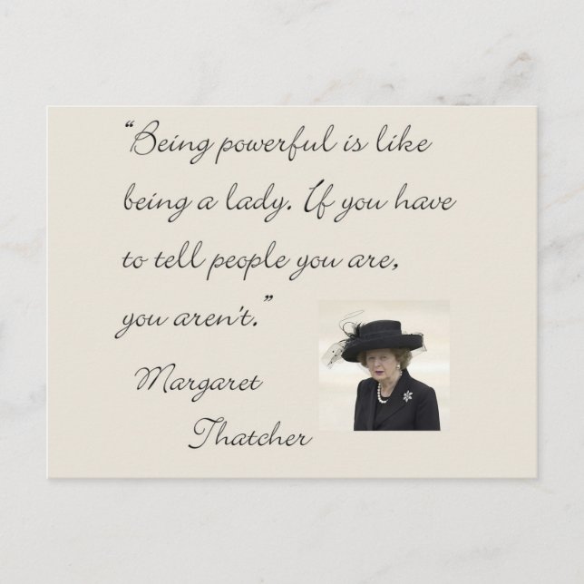 Carte Postale Margaret Thatcher Cite "Être puissant..." (Devant)