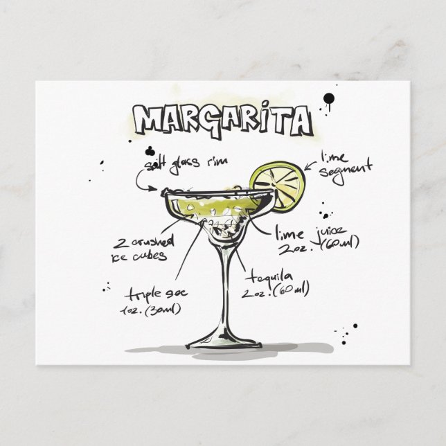 Carte Postale Margarita Drink Recette Conception (Devant)