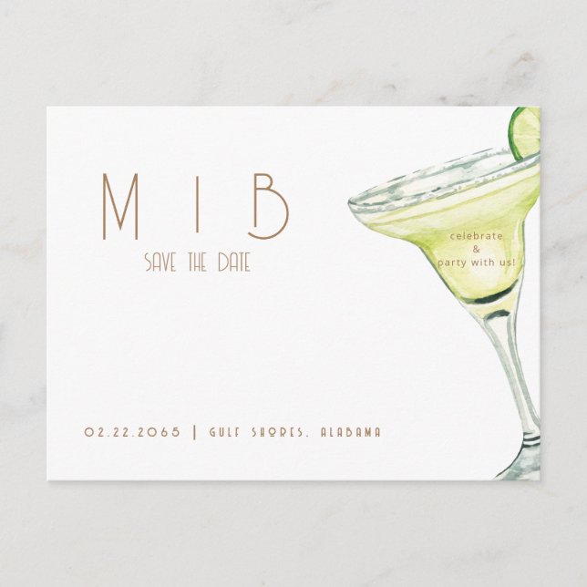 Carte Postale Margarita Monogramme Mariage Enregistrer la date C (Devant)