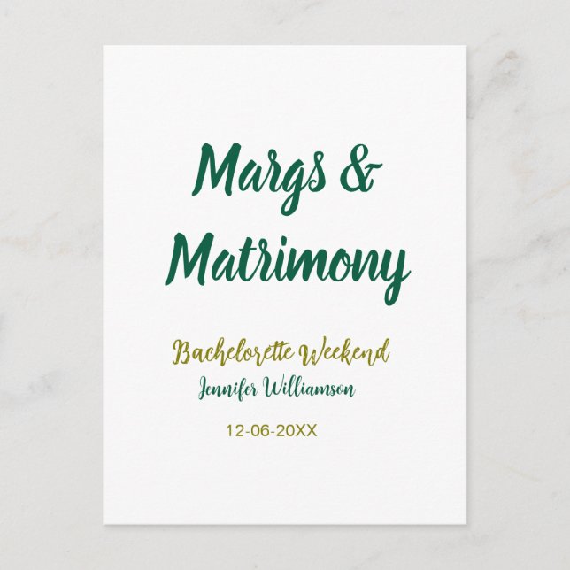 Carte Postale Margs and matrimony add name date bachelorette par (Devant)