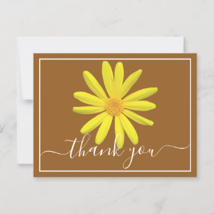 Carte Postale Marguerite Jaune Fond Brun Clair Merci