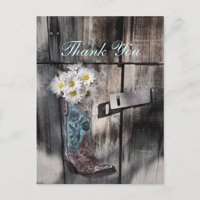 Carte Postale marguerite rustique pays cowboy mariage merci (Devant)