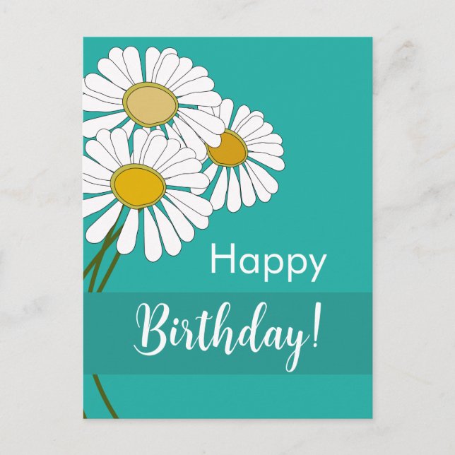 Carte Postale Marguerites blanches Joyeux Anniversaire  (Devant)