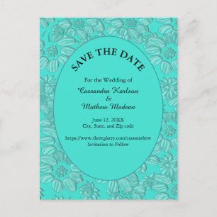 Carte Postale Marguerites romantiques Floral Turquoise Enregistr