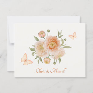 Carte Postale Mariage à papillon à fleurs minimaliste