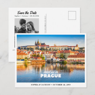 Carte Postale Mariage à Prague Date à Sauvegarder Voyage Rétro