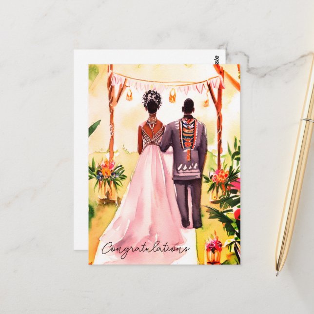 Carte Postale Mariage Afro-Américain (Devant/Arrière en situation)