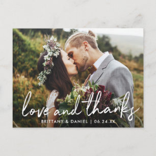 Carte Postale Mariage Amour et Merci Écriture Manuscrite