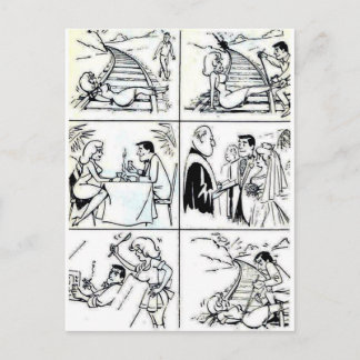 Carte Postale Mariage amusant/cycle de relation de rencontre
