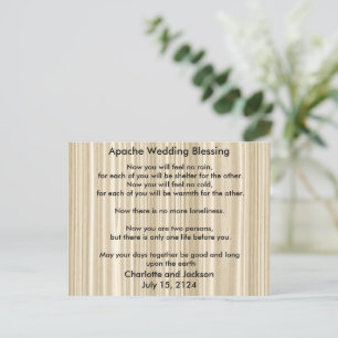 Carte Postale Mariage Apache Bénédiction du grain de bois blanc