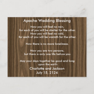 Carte Postale Mariage Apache Bénédiction du grain de bois foncé