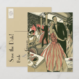 Carte Postale Mariage Art Déco vintage, Première Danse pour mari