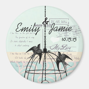Carte postale Mariage Bird Cage Magnets Arrière -