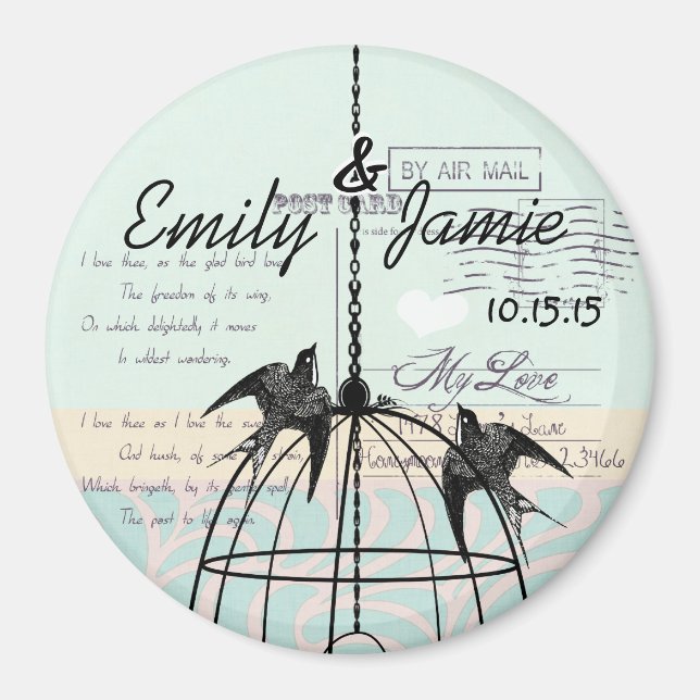 Carte postale Mariage Bird Cage Magnets Arrière -  (Devant)