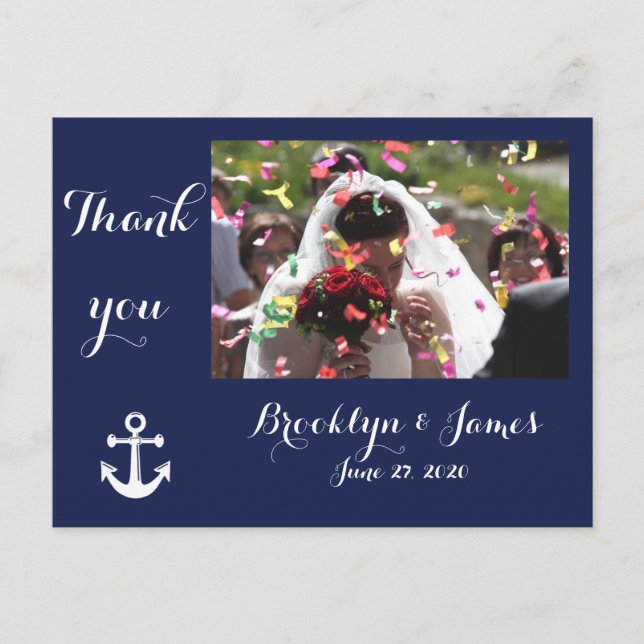Carte postale Mariage bleu marine (Devant)