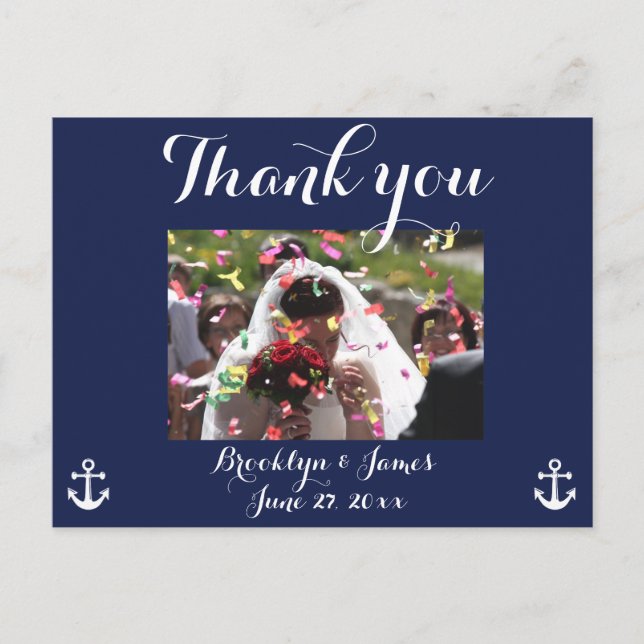 Carte postale Mariage bleu marine (Devant)