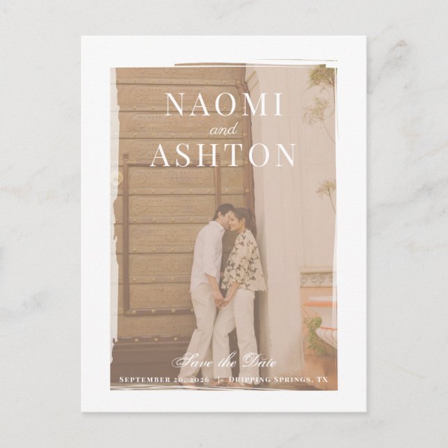 Carte Postale Mariage Brossé Revêtement Enregistrer La Date (Devant)