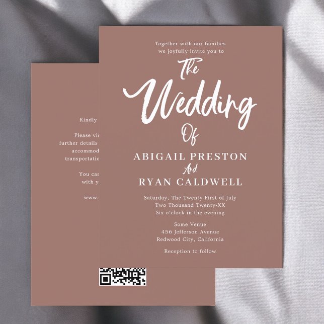 Carte Postale Mariage Brown du budget de calligraphie de brosse (Créateur téléchargé)