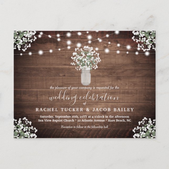 Carte Postale Mariage budget Mason Jar Russe (Devant)