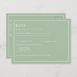 Carte Postale MARIAGE BUDGET Sage Apple Green Monochrome Texte