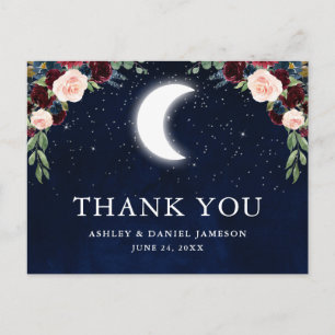 Carte Postale Mariage Céleste Ciel Lune Étoiles Merci