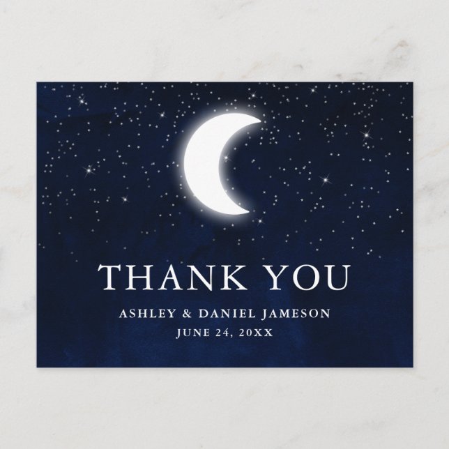 Carte Postale Mariage céleste Sky Moon étoiles Merci (Devant)