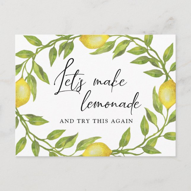 Carte Postale Mariage Change la Date Citrons Verdure (Devant)