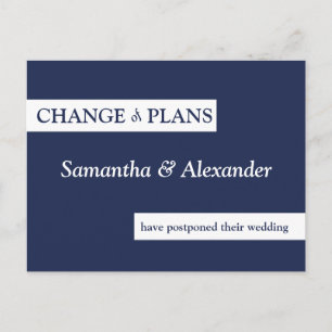Carte Postale Mariage Changement de plans Moderne Minimal Marine