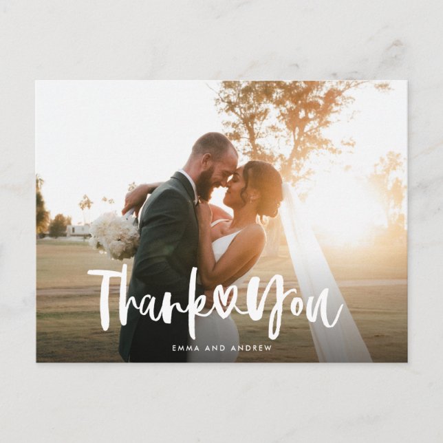 Carte postale Mariage Coeur manuscrite Merci (Devant)