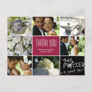 Carte postale mariage Collage Merci - Bourgogne